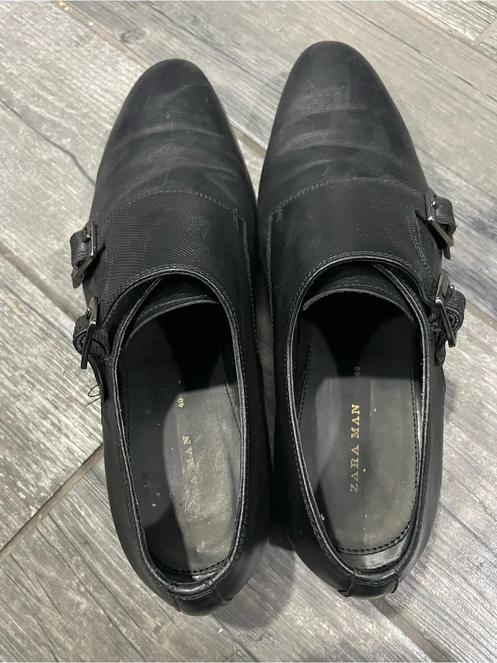 Zara Men's Black Double Monk Strap Dress Shoes (size EU 40/US 7.5)